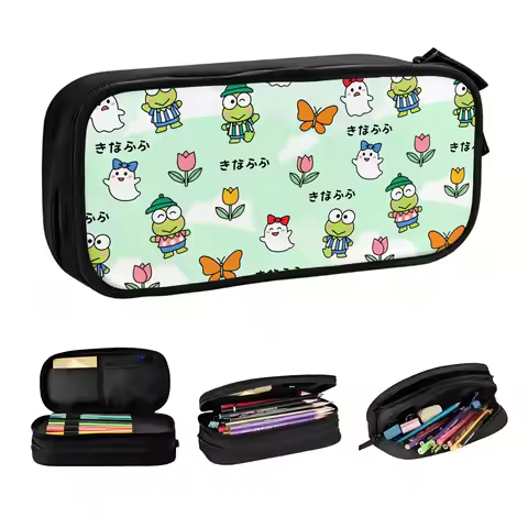 Cartoon Kero Kero Keroppi Anime Frog Pencil Cases for Girls Boys Large Capacity Pen Bag Box School S