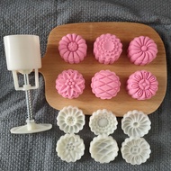 SHOOTHE 50g Kitchen Supplies Reusable 3D Flower Shape Festival Cookie Decorate Plastic/Stainless Steel DIY Baking Tool Mooncake Moulds 6Pcs/4Pcs Multi Purpose