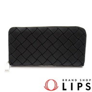Bottega Veneta 拉鍊皮夾 593217 橡膠女士黑色 [二手]