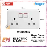 Hager Dream WGDS213S 13A Twin Switched Socket Outlet