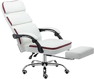 SMLZV Executive Office Chairs,Ergonomic Gaming Recliner with Segmented Back,Adjustable Tilt Angle and Retractable Footrest Swivel Desk Chair for Home Work (Color : White Red)