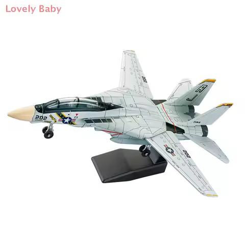 1:72 Scale F-14 Tomcat Fighter Jet Model - White & Black ABS Plastic Aircraft With Detailed Design, 