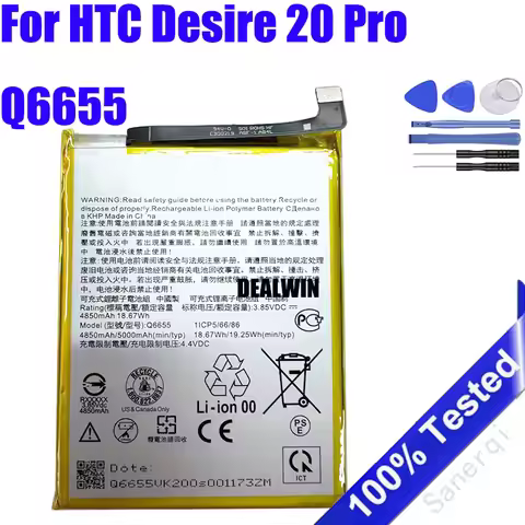 Q6655 Battery For HTC Desire 20 Pro Q6655 5000mAh Mobile Phone Batteries Battery Bateria + Tools