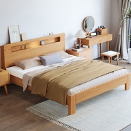 {SG Sales}Solid Wood Bed Japanese Style 1.8 M Bed Master Bedroom Double Bed Bedroom Furniture Bed Single/Queen/King Bed Wooden Bed  Bed Frame with Drawer Mattress