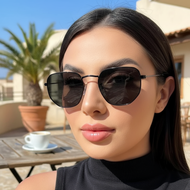 UV400  Cermin Mata Unisex Retro Hexagonal UV400 Logam