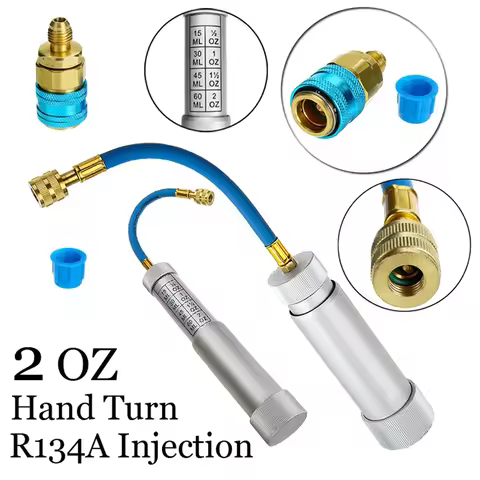 Oil & Dye Syringe 1/4 inch Sae R134A 2Oz Manual Oiler Automotive Air Condition Coolant Filling Tube 