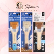 3pcs Gesso Paint Brush Set Nylon & Bristle Wide Flat Acrylic Oil Varnish