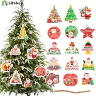 Paper Hanging Tag with Rope / New Year Party Decor Supplies / 12pcs Merry Christmas Series Hanging Tags / Creative Pendants for Christmas Tree / DIY Gift Wrapping Decorations