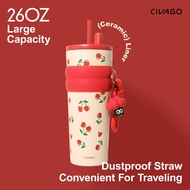 CIVAGO（26oz/780ml）Ceramic liner Stainless Steel Coffee Mug With Lid Vacuum Flask Tumbler Painting Se