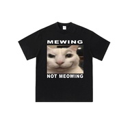 Mewing not meowing shirt gigachad cat meme shirt smirking cat meme shirt cat meme tshirt sigma cat m