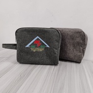 Luxury Denim Canvas Rattan Pouch 20x15x6