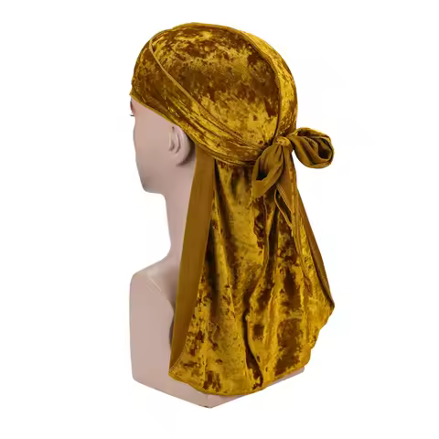 Unisex Diamond Velvet Durag Bandana For Men Long Tail Headwrap Wave Cap Stretch Men's Doo Rag Turban