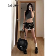 DaDuHey Women's New Sexy Ultra-Short Camouflage Korean Style Raw Hem Jeans Women's Slimming Hipster 