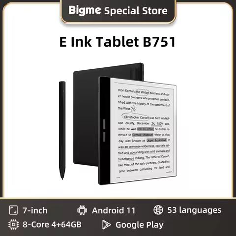BIGME B751 ereader, 7 inch E-ink Screen Ebook reader, Electronic Book e reader Tablet, 4+64GB, Andro