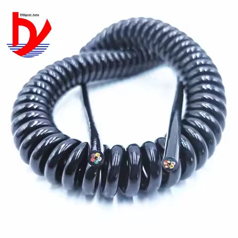 4-core spiral power cord 20AWG 24AWG 17AWG 14AWG 2.5 m 5 m 7.5 m black spring power cord for extensi