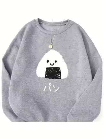 Cute Rice and Vegetable Roll Printed Women's Sweater Autumn and Winter Round Neck Creative Top Fashi