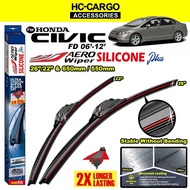 Honda Civic FD 2006 - 2012 Aero Wiper Red Line Silicone Plus 1pair (26"/22" & 640mm/550mm) ~ U-Hook