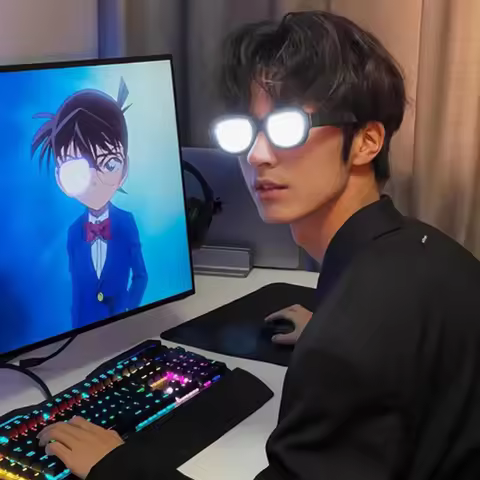 Japanese Anime Conan Same LED Glasses Light Up Glasses Glowing Glasses Bowtie Men Women Halloween Co