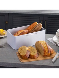 1個簡約白色麵包盒,廚房烘焙食品金屬儲藏罐