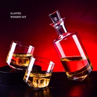 European Style Oblique Bottom Whiskey Wine Set Crystal Glass Whiskey Wine Glass Wine Jug Large Capac