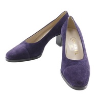 【日本直送】香奈兒 CHANEL 雙C標誌 絨面皮革 雙釦高跟鞋 Vintage 98A A10859X01041 紫色 女士【二手】