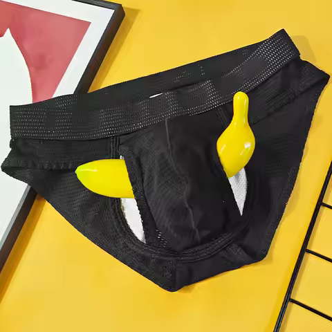 1PC Mesh Breathable Men's Underwear with Fly Pouch Front Open Bulge Separated Pouch Youth Korean Ver