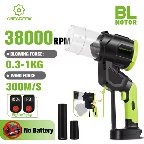ONEGREEN 38000RPM Brushless Electric Turbo Blowers 5000W High Power Cordless Leaf Snow Blowing Tool 