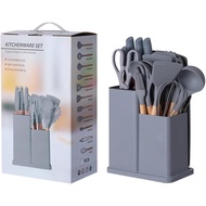 19 piece set of kitchen utensils and knives - including: 9 silicone cookware -5 sharp stainless stee