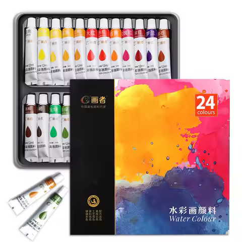 Watercolor Paint Set,24 Colors 12ml/0.41oz,Versatile,Easy to Blend,Perfect for Painting,Decoration,P