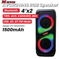 Avcrowns CH-9230 Wireless 4x2 inch Speaker Box Super Bass With RGB Light Bluetooth USB Karaoke Radio With Super Bass
