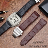 สำหรับ Cartier Santos100สายนาฬิกาหนังแท้กันน้ำกันเหงื่อนาฬิกาผู้หญิงผู้ชายสายรัดข้อมือ20มม. 23มม.