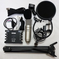 Full Set Live Stream Mic ISK AT 100, Sound Card Xox K10 Full Accessories
