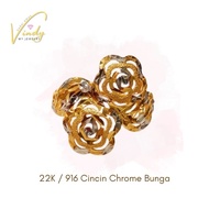 VINDYMY 916/22K CINCIN CHROME BUNGA EMAS 916