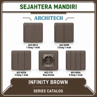 Architech INFINITY A63 Brown Brown Selection Switch Type 2G1W Switch/ 3G1W/ Stop Kontak 4G1W Switch/