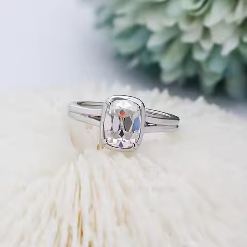 7x9mm D VVS1 3ct OMC Long Cushion Moissanite Diamond Ring Silver925 Women Simple Design Engagement R