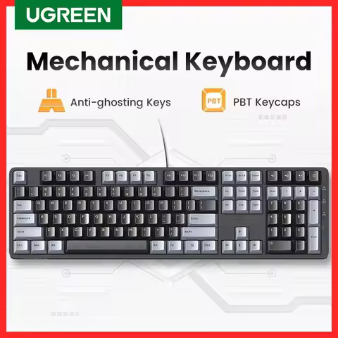 UGREEN Mechanical Keyboard 108 PBT Keycaps Wired Keyboard Red Switch Russian/Korean/EN for Desktop L