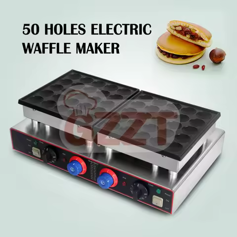 GZZT 50-Hole Muffins Maker Stainless Steel Waffle Maker1600W, 50-300°C 0-5min Timer Non-Stick Street