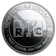 Republic Metals Corporation RMC 1 oz .999 Silver Round 1oz