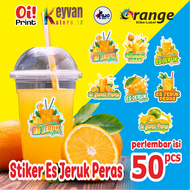 STIKER LABEL CUP ES JERUK PERAS STIKER MINUMAN STIKER VINYL ISI 50 PCS READY STOCK 7 DESIGN BERBEDA