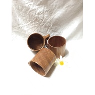 Wooden cup with handle Real photo