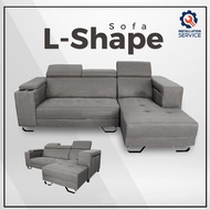 FREE INSTALL Sofa L Shape Murah Water Repellent Fabric Modern Home Living Room Furniture Comfortable Cushion Selesa 沙发
