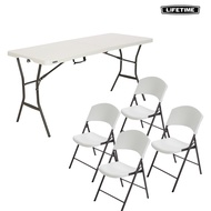 Lifetime 5FT Foldable Table (1 pc) &amp; Lifetime Foldable Chair (4 pcs) Set