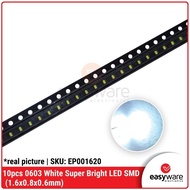 DC99 10pcs LED SMD 0603 WHITE SUPER BRIGHT SMD LED 0603 WHITE