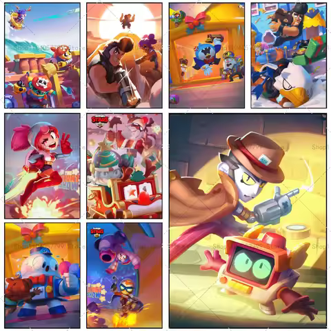 1PC Game B-rawl Game S-Stars Vintage Poster Self-adhesive Art Waterproof Paper Sticker Coffee House 