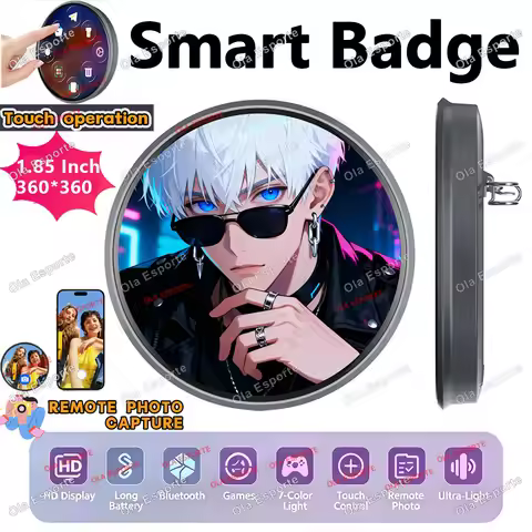 Electronic Badge HD Display Screen Bluetooth GIF Video Playback Touch Screen LED Audible Video Play