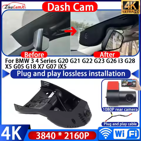 For BMW 3 4 Series G20 G21 G22 G23 G26 i3 G28 X5 G05 G18 X7 G07 iX5 Dash Cam Camera 4K Plug And Play