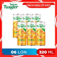 LỐC 6 LON NƯỚC CAM ÉP ORANGE JUICE TROPICANA TWISTER 320ML