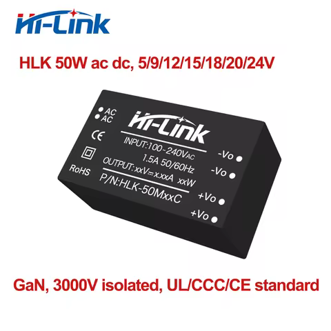 Hi-Link Original 50W 5V/9V/12V/15V/18V/20V/24V AC DC Power Supply Module HLK-50M05C/50M12C/50M15C/50