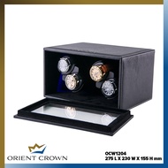 ORIENT CROWN OCW1204 Premium Top Grain Black Leather Four Automatic Watch Winder With LED