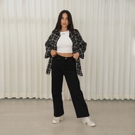 KEMEJA HITAM Celcius WOMAN LIN Square Flannel Shirt000416C Black